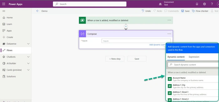 Dynamic Content and Expression Pop-up in Power Automate