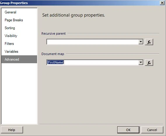 Specify document map column