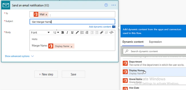 Send Manager Display in Email Notification Using Power Automate