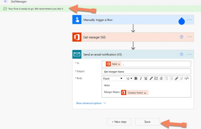 Send Manager Display in Email Notification Using Power Automate