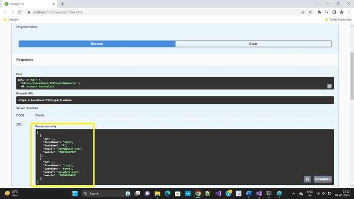 DB First with Core API 7.0 CRUD Operations