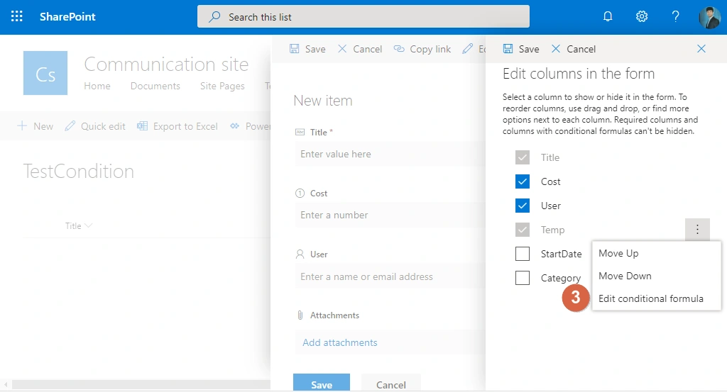 Conditional Formula To Show Hide Columns In SharePoint List