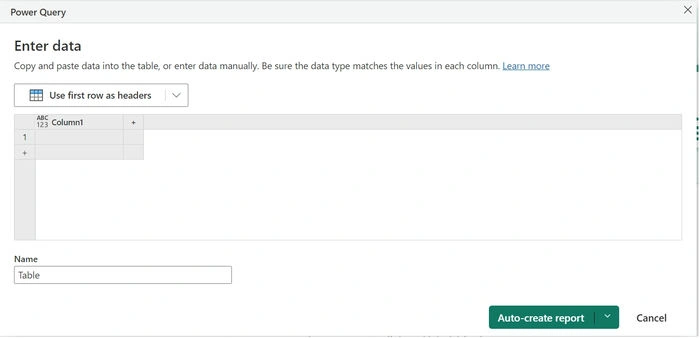 Create Report Manually in Power BI