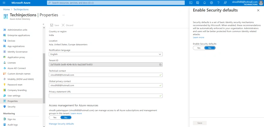 How to Enable or remove Two Way Authentication for Azure portal