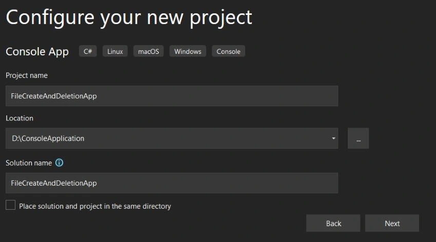 Console Application to Create and Delete Files from folder using C#