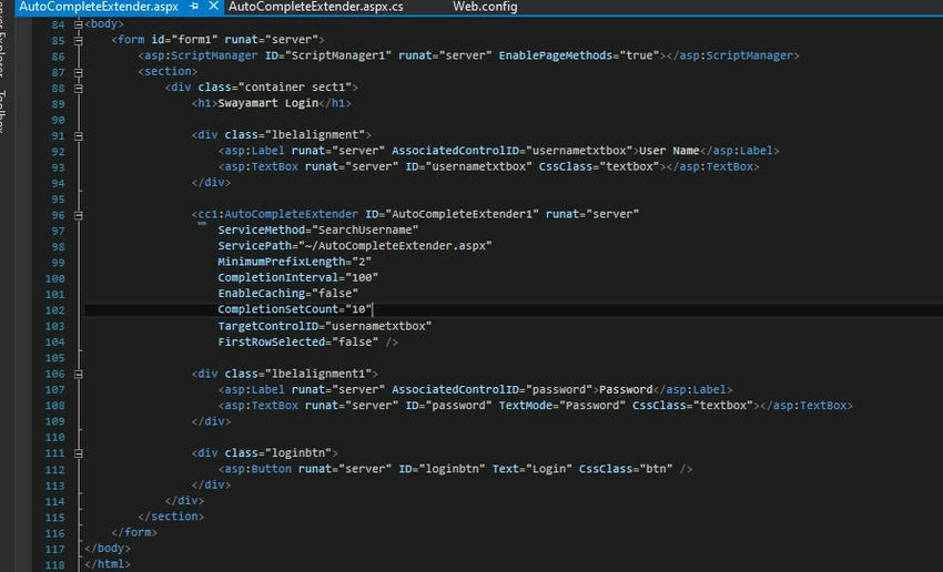 AutoComplete TextBox UI