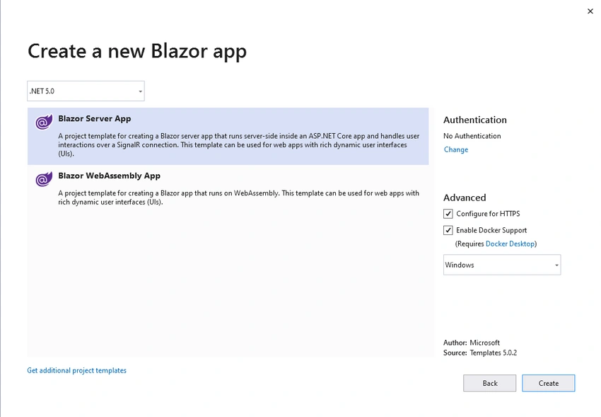 create blazor application