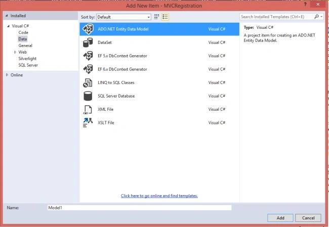 Add Data Enity Model