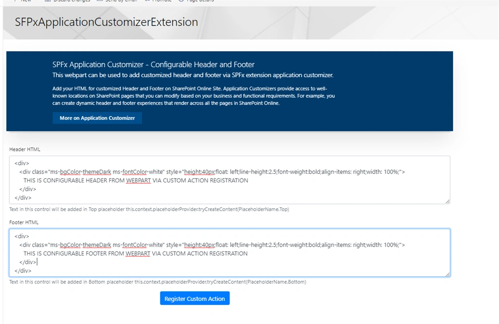 SPFx Resuable Webpart To Configure Header And Footer For Modern Pages
