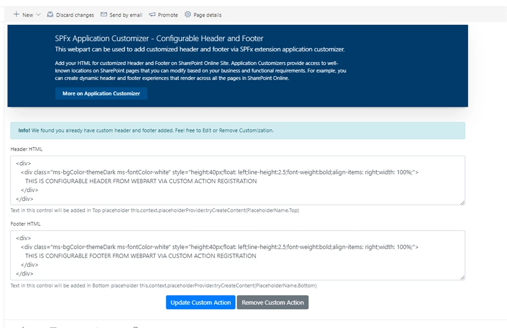 SPFx Resuable Webpart To Configure Header And Footer For Modern Pages