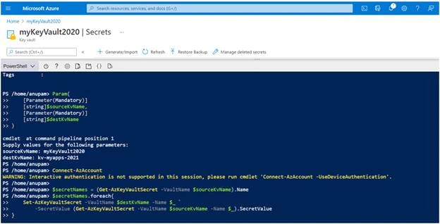 How To Copy All Secrets From One KeyVault To Another In Azure