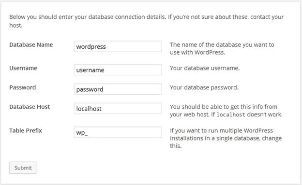 Data base initialization file.
