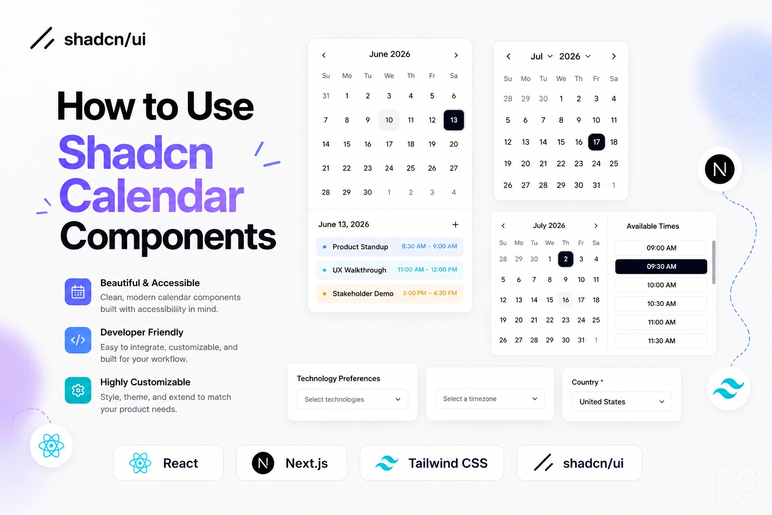 How to use Calendar Components