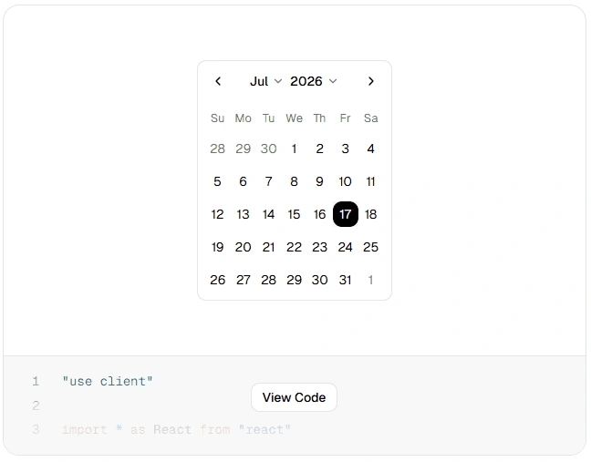 Official Shadcn Calendar