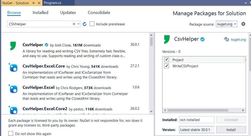 CSVHelper
