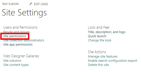 Manage site permission