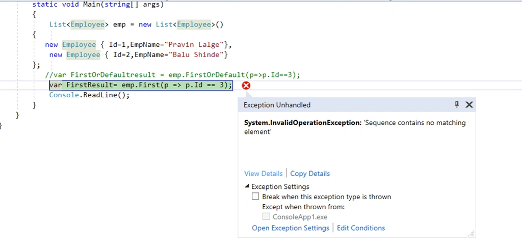 Difference between First() and FirstOrDefault()