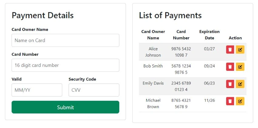 Form listing