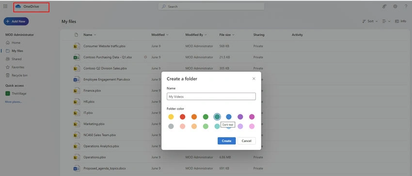 SharePoint and OneDrive color coded folder