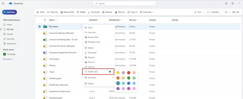 SharePoint and OneDrive color coded folder