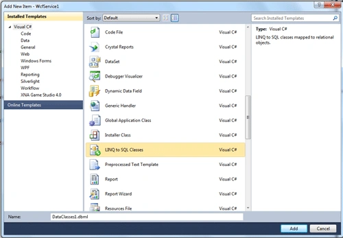 linq to sql class in windows phone 7
