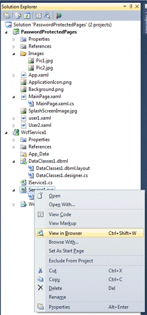 view service in browser