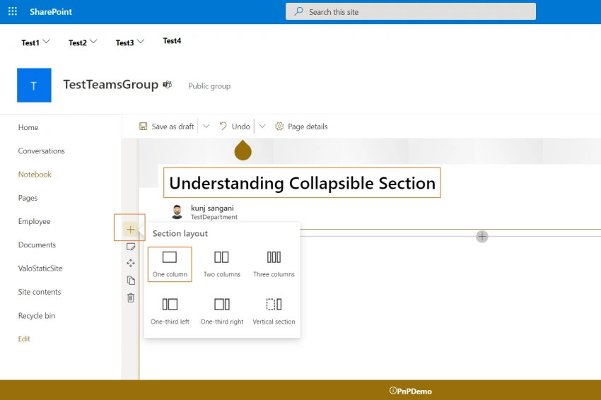 How to create collapsible sections in Modern SharePoint Page