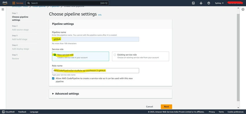 Pipeline settings
