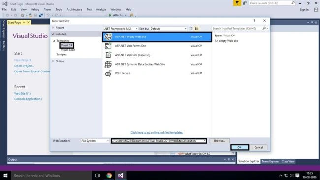 ASP.NET Empty Web Site