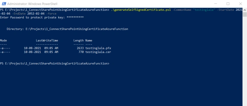 Self Signed Certificate for SharePoint Online