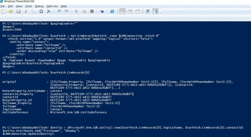 PowerShell Script to Update Dynamic CRM Record