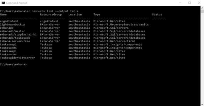 Azure CLI 2.0 Output Format