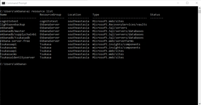 Azure CLI 2.0 Output Format