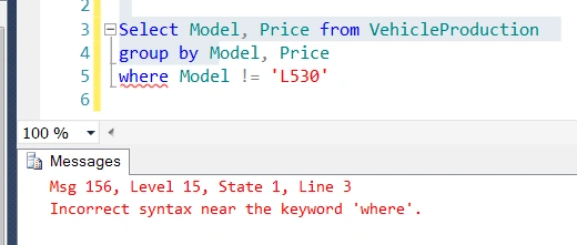 SQL Where clause