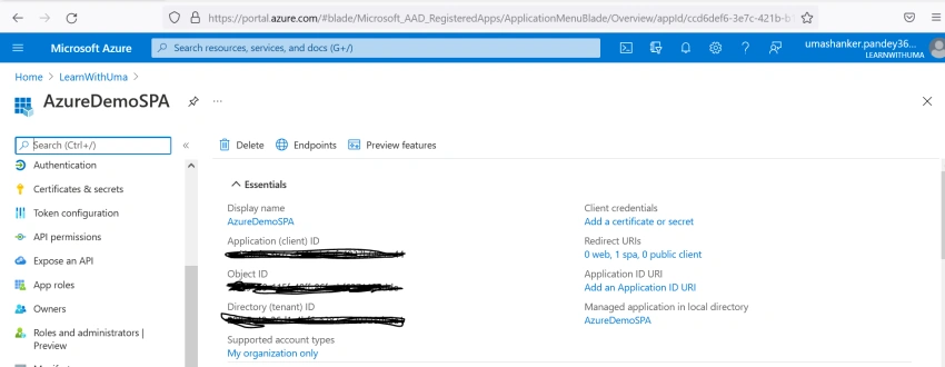 Azure AD Integration with Angular and ASP.NET Core Web API
