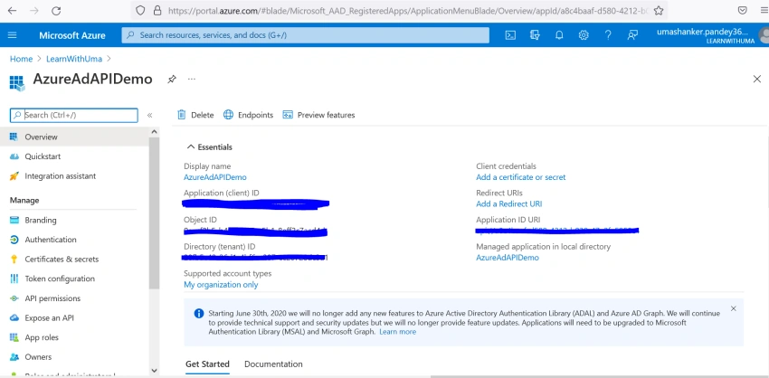 Azure AD Integration with Angular and ASP.NET Core Web API