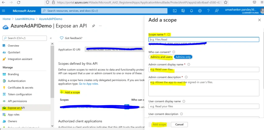 Azure AD Integration with Angular and ASP.NET Core Web API