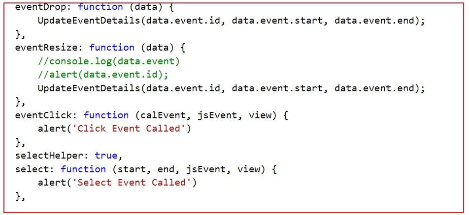 Full Calender integration in mvc