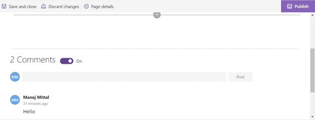 Turn On Or Off OOTB Comment Section From SharePoint Online Modern Page