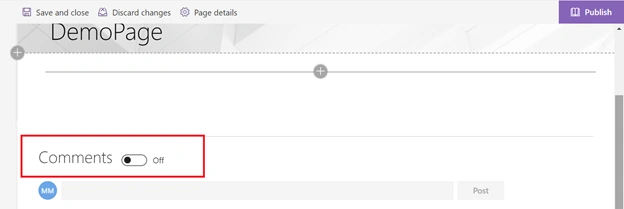 Turn On Or Off OOTB Comment Section From SharePoint Online Modern Page