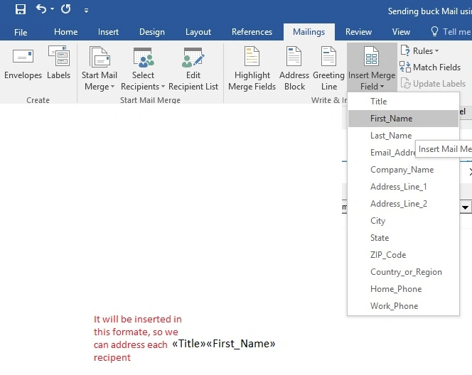 Send Buck Mail Using Microsoft Word And Excel