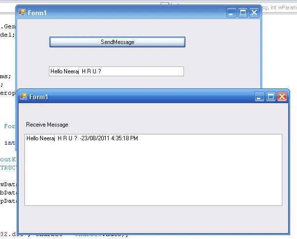 Send and receive message from running two application