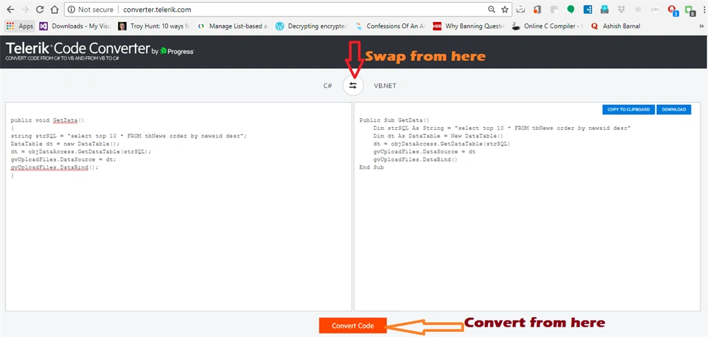 Telerik Code Converter