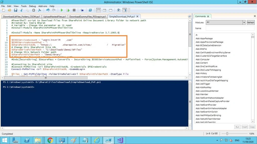 Simple Download PowerShell Script From A SP Online Library