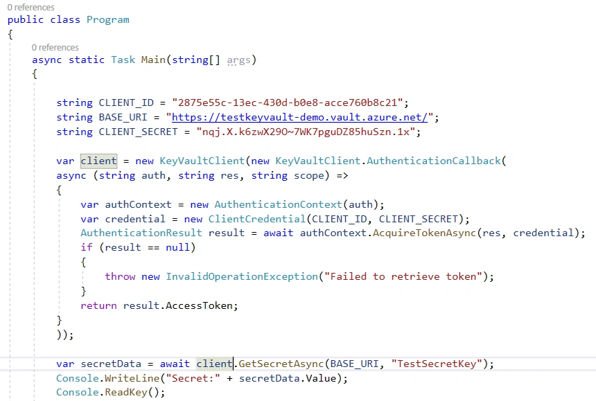 Fetching Secrets From Key Vault In .NET Console App
