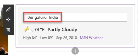 SharePoint Online Modern UI - Weather Webpart