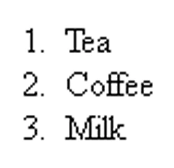 
         <ol /> tag in html5