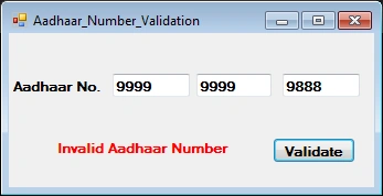 Aadhaar Number Validation Using C#