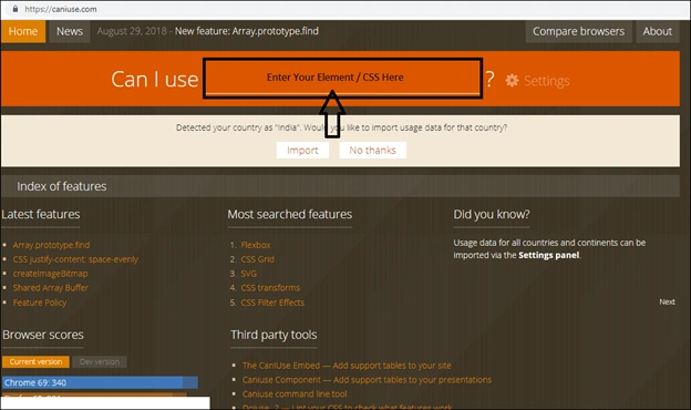 Check Browser Compatibility Of HTML Elements And CSS Class