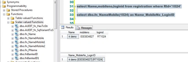 SQL Query and output